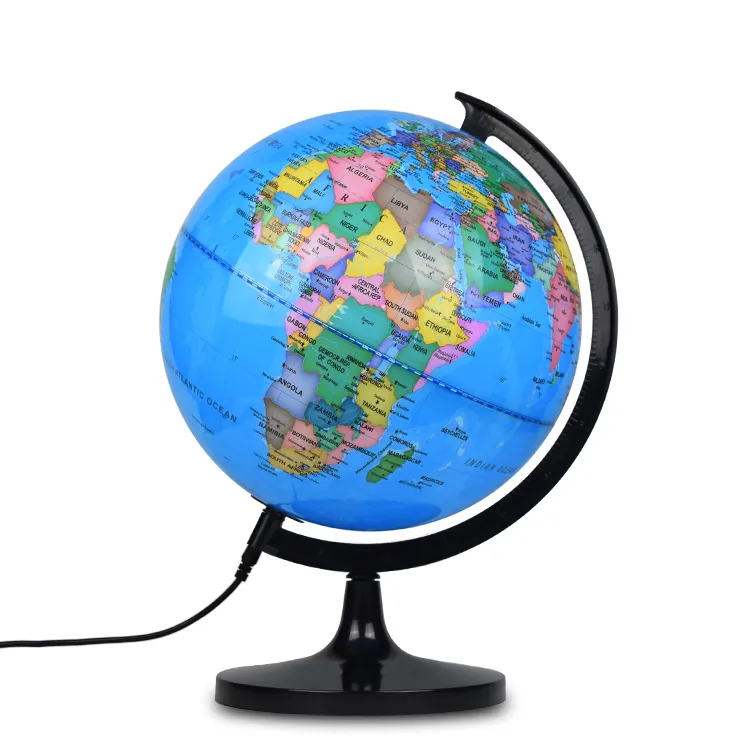 20cm (8") Illuminated Political World Globe with Durable Plastic Base & Meridian detail view 2